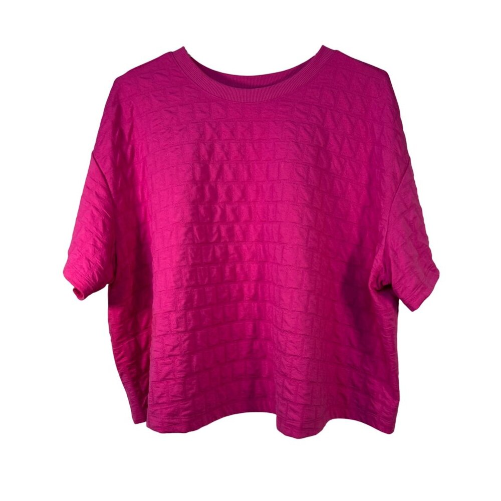 A New Day Womens 2X Textured Fuchsia Crop Top